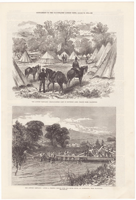 The Autumn Campaign: 
Headquarters Camp of Southern Army, Laying a Trestle over the River Stour